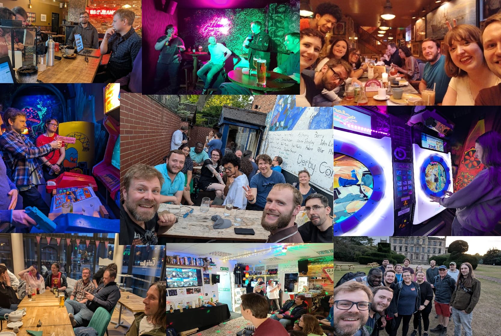 Geek Bank members at socials, games, and outings